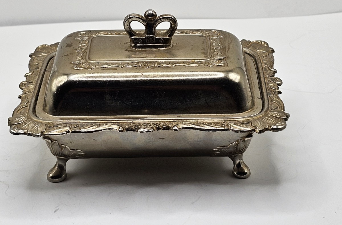 VTG Silver Plate Butter Vanity Trinket Dish