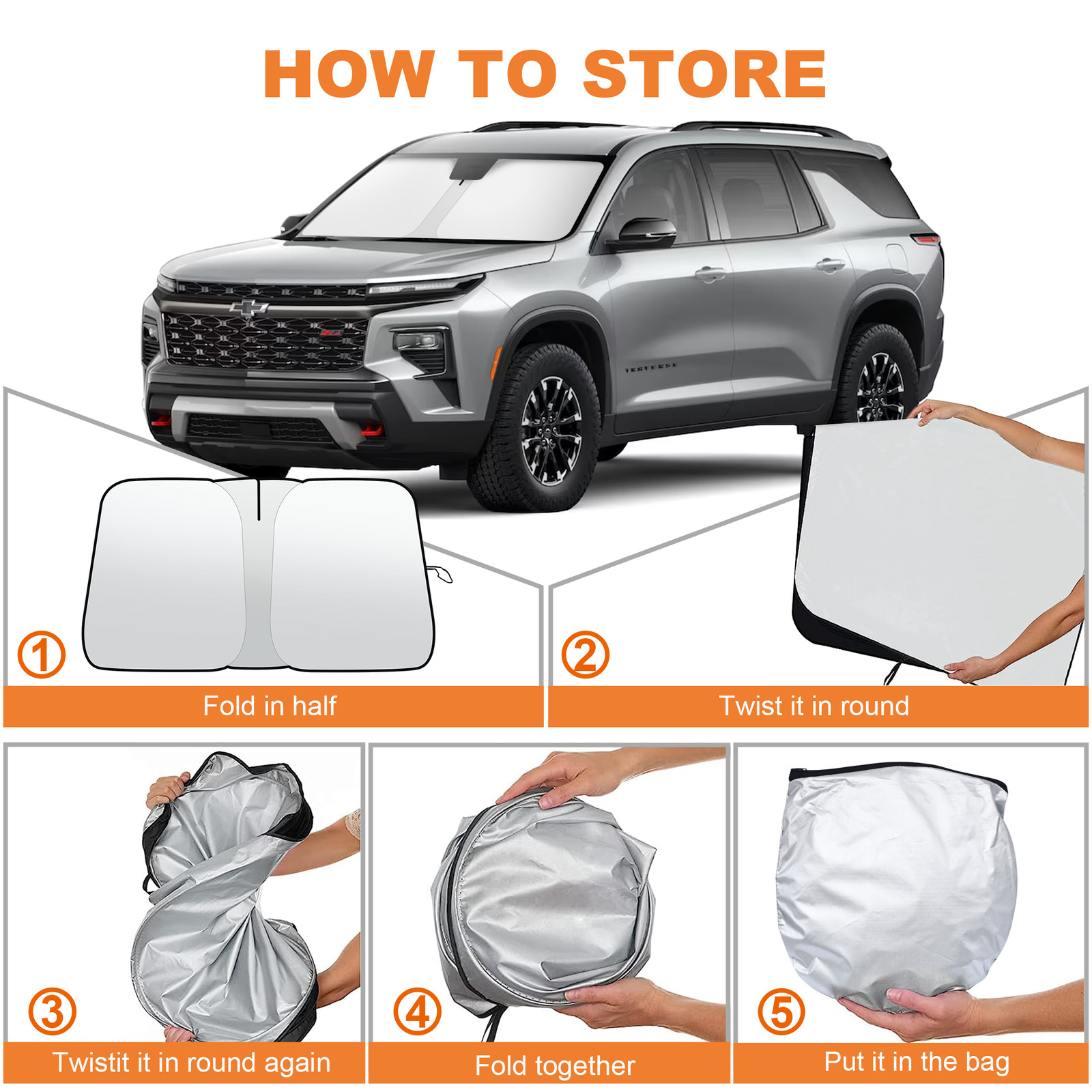 Windshield Sun Shade Foldable UV Block Cover Visor For 2018-2024 Chevy Traverse