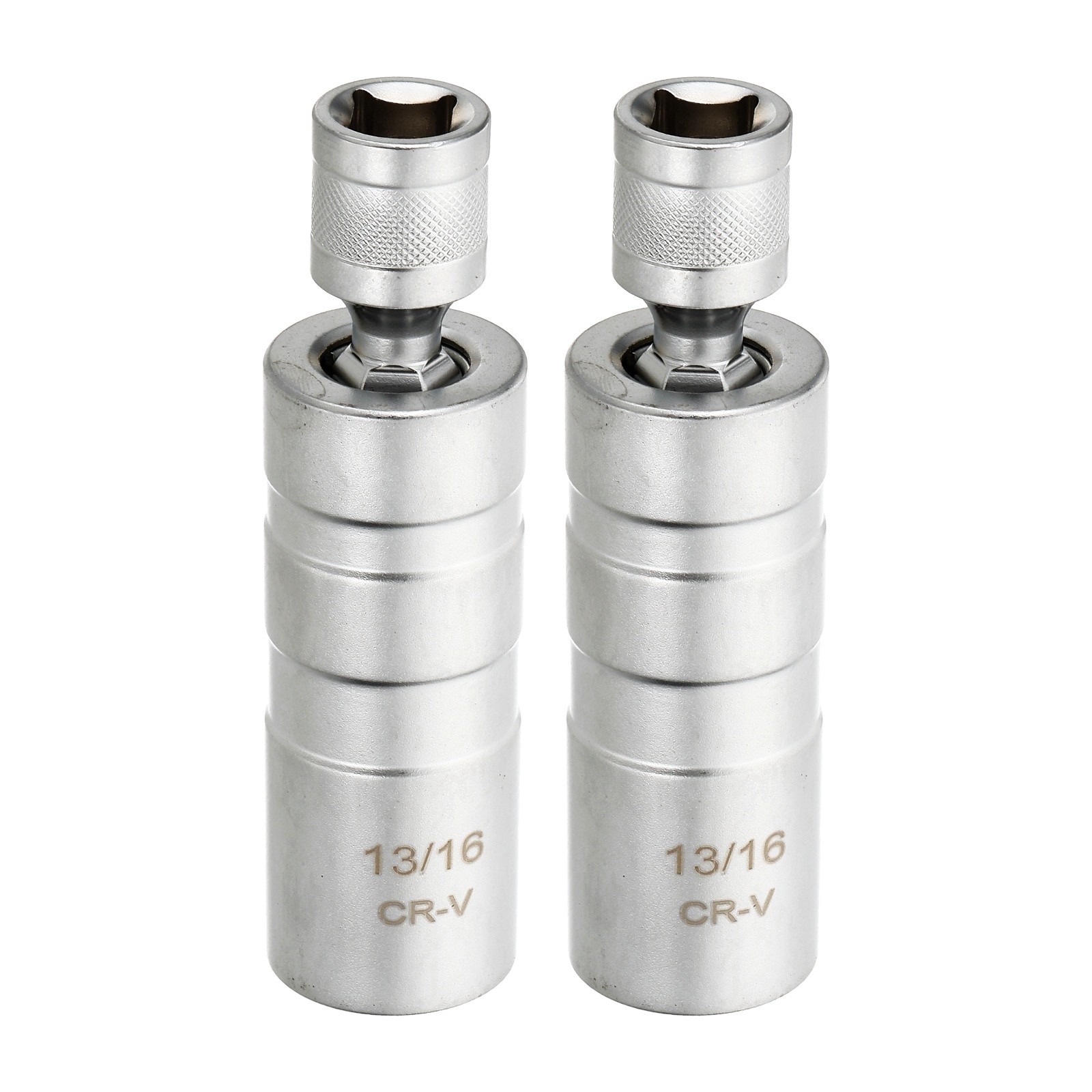 2pcs Spark Plug Socket 3/8" Drive 13/16" Swivel Magnetic Thin Wall, Silver