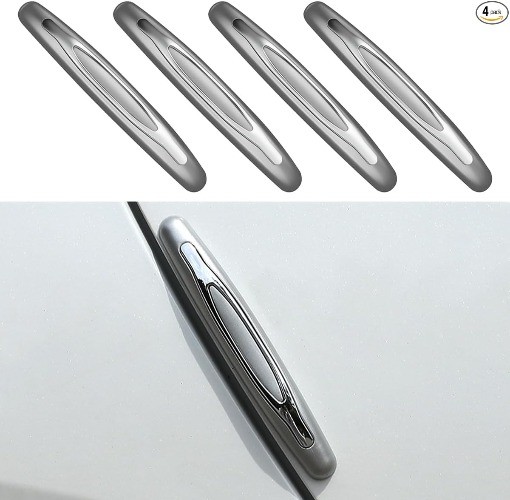 4PCS Car Door Edge Guards, Auto Side Door Protector Self Adhesiv Color: Silver