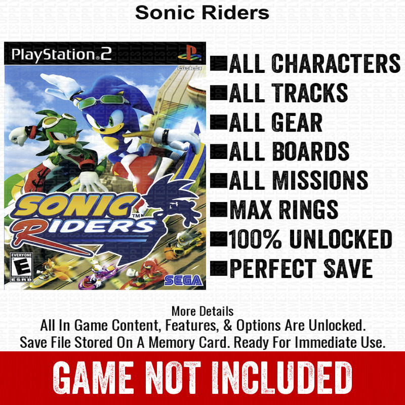 Sonic Riders 100% PS2 Memory Card All CHEATS ITEMS