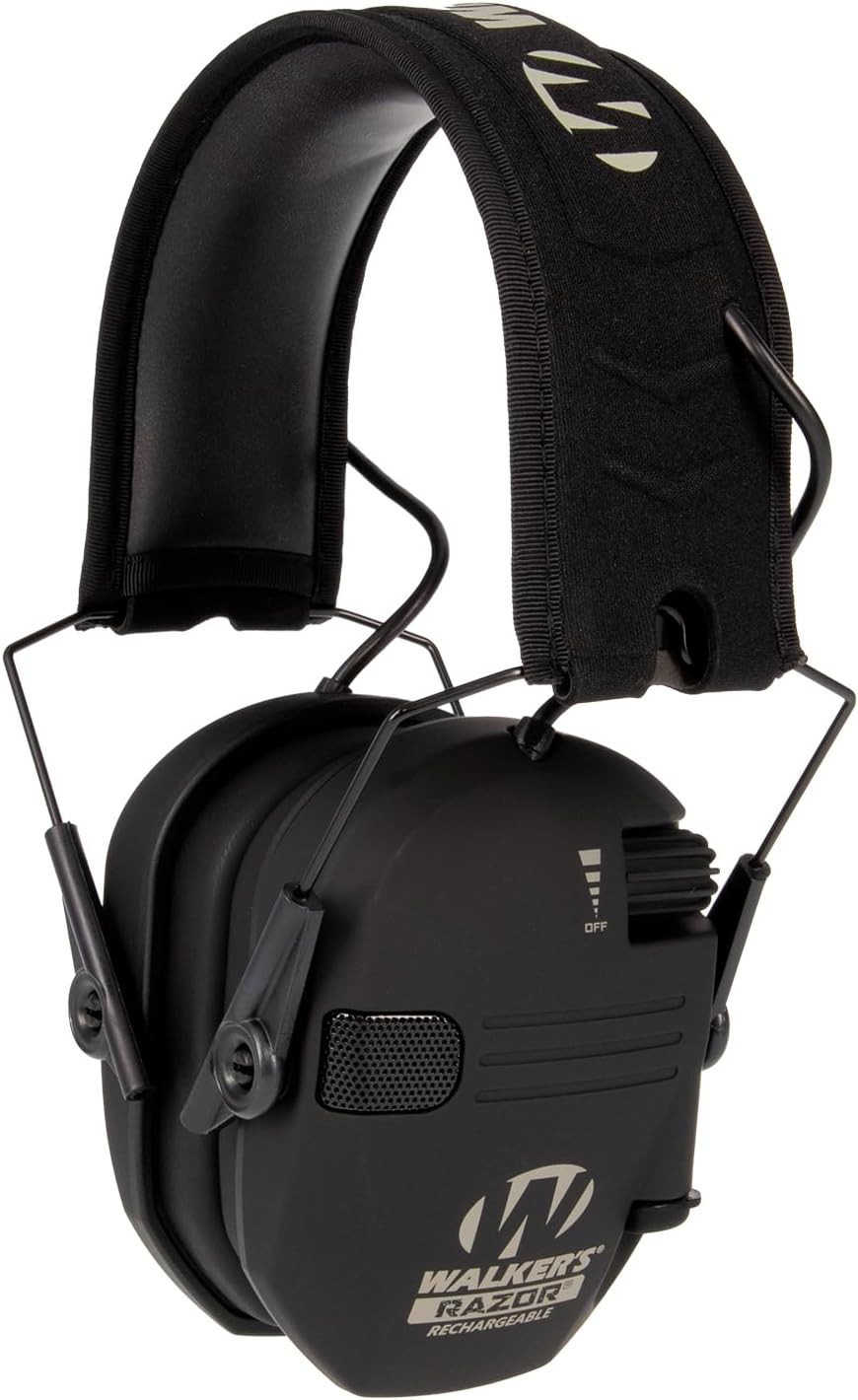 Rechargeable Shooting Earmuffs Noise Reduction 21dB USB-C 80H Battery Black