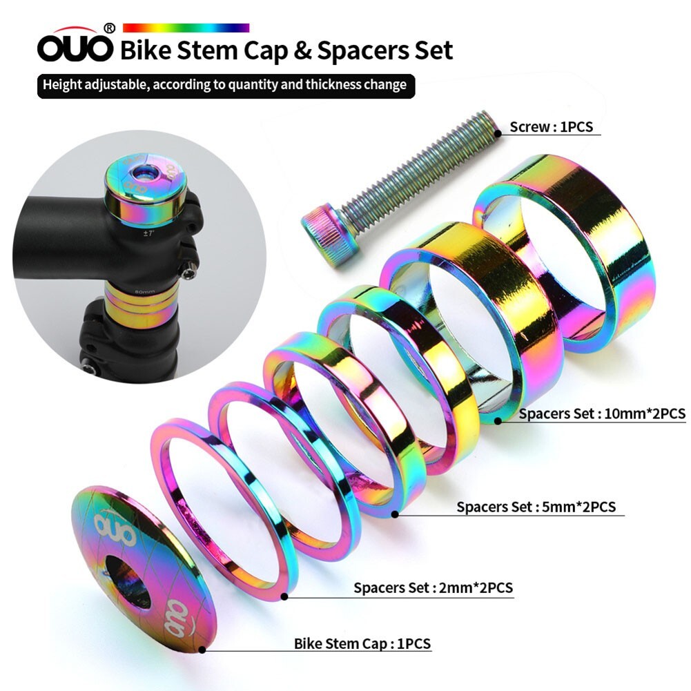 Bicycle Headset Ring Gasket Set 1 1/8 Inch Headset Spacer Wtih Stem Cap Parts