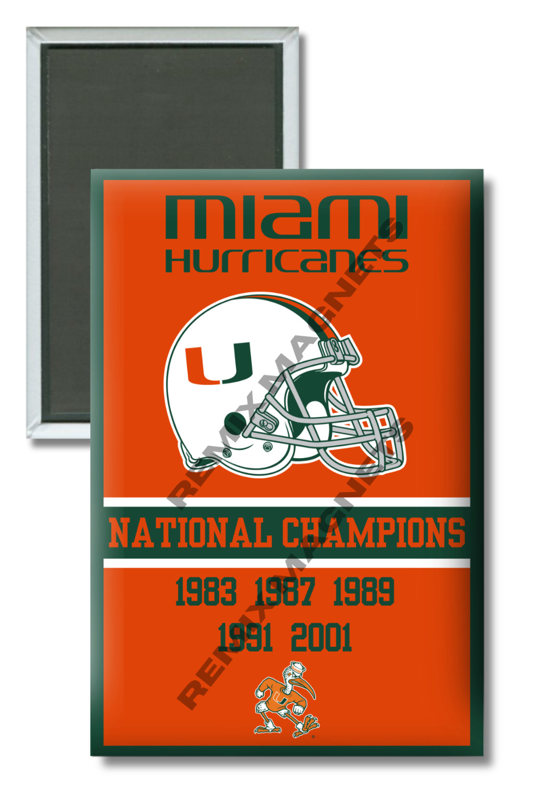 University of Miami Hurricanes Football NCAA National Champions 2" x 3" Magnet