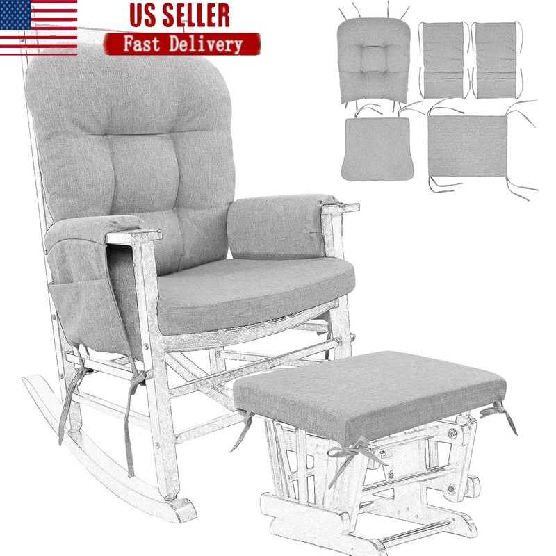 5 PCS Cushions Set Glider Rocking Chair Foam Seat Backrest Armrest Ottoman New