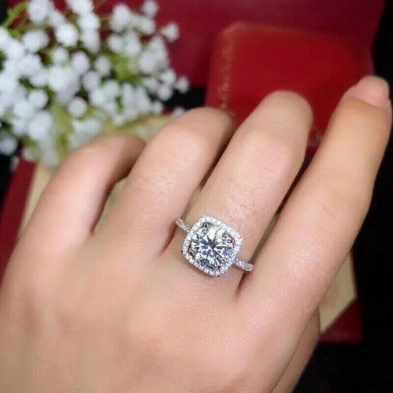 3.20Ct Round Cut Lab-Created White Diamond Wedding Ring Set 925 Sterling Silver