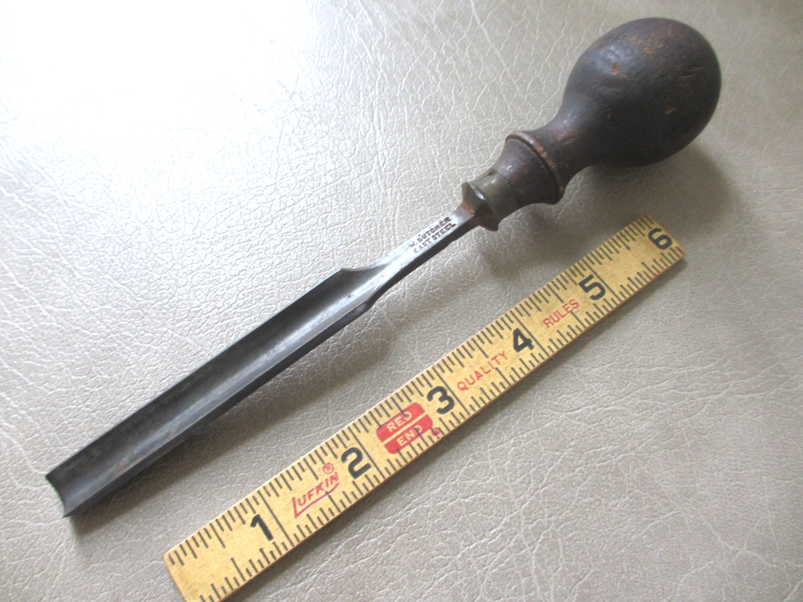 Antique W. Butcher Cast Steel ½" Gouge Arrow Mark Sheffield Brass Ferrule 8"L