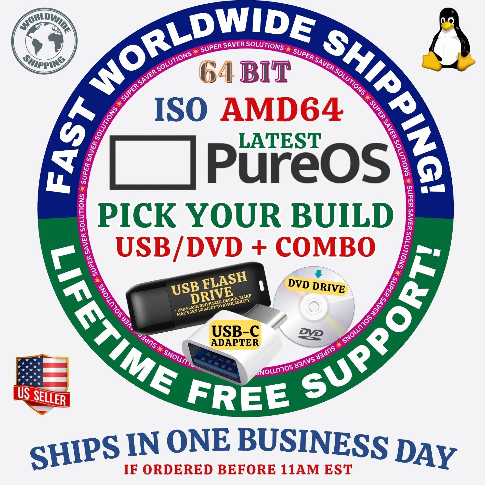 PureOS LINUX OS ISO 64BIT USB-DVD LIVE-FULL INSTALL BYZANTIUM PLASMA GNOME