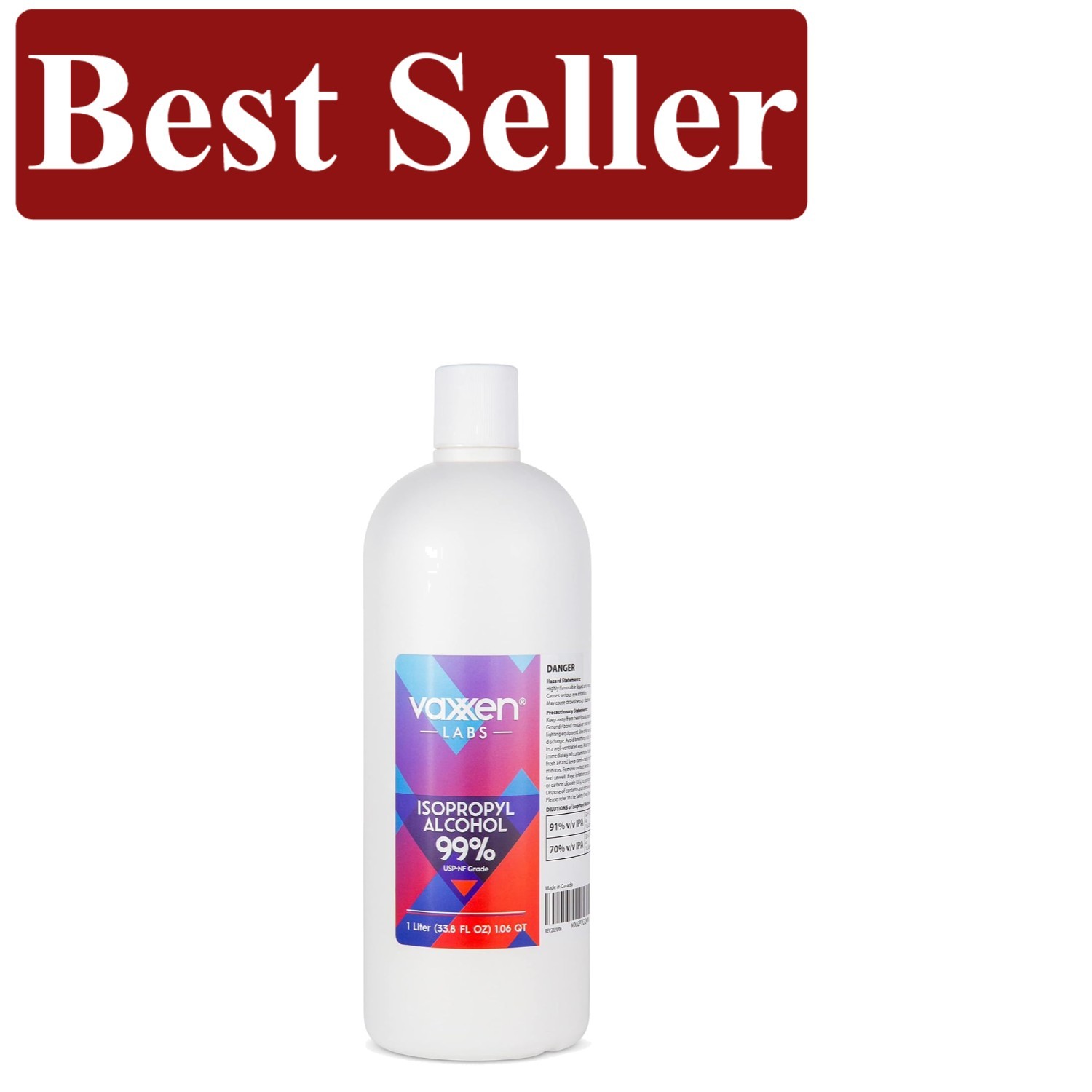 99% Isopropyl Alcohol - 1 Liter USP-NF Grade Disinfectant for Quality Assurance