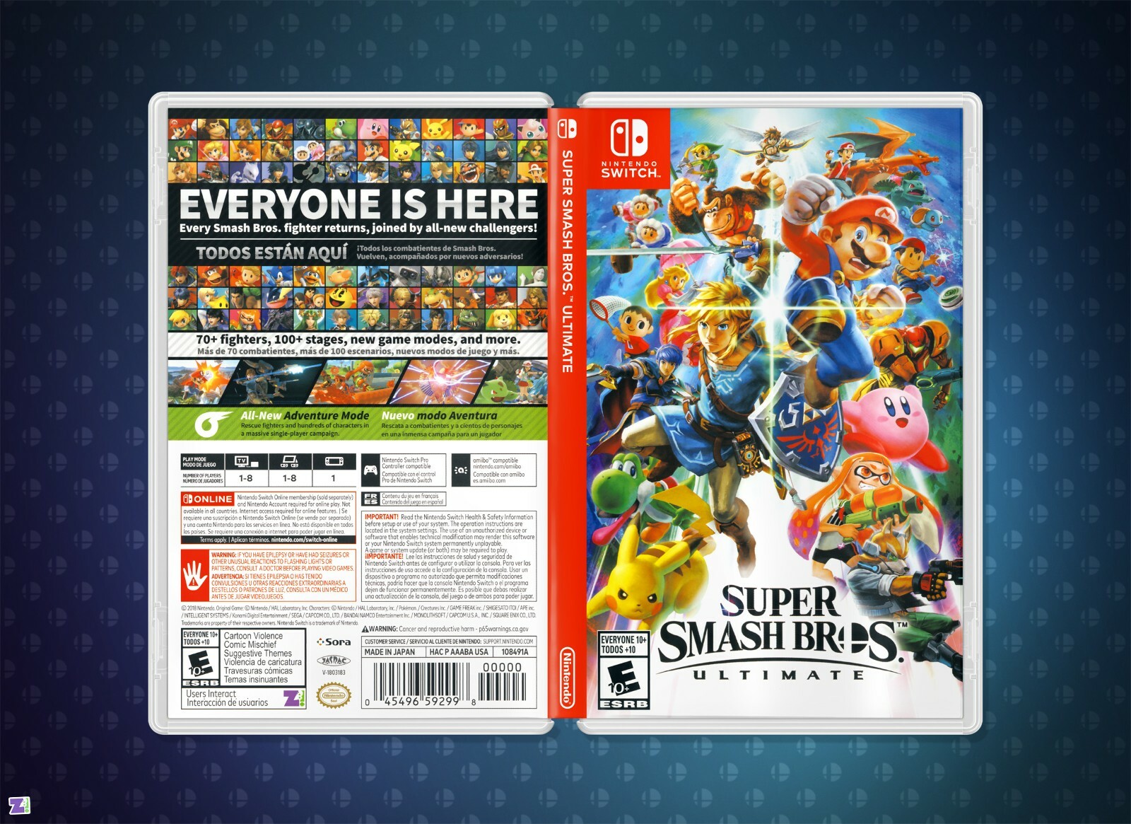 Super Smash Bros Ultimate: Replacement Cover Art Insert & Case Nintendo Switch