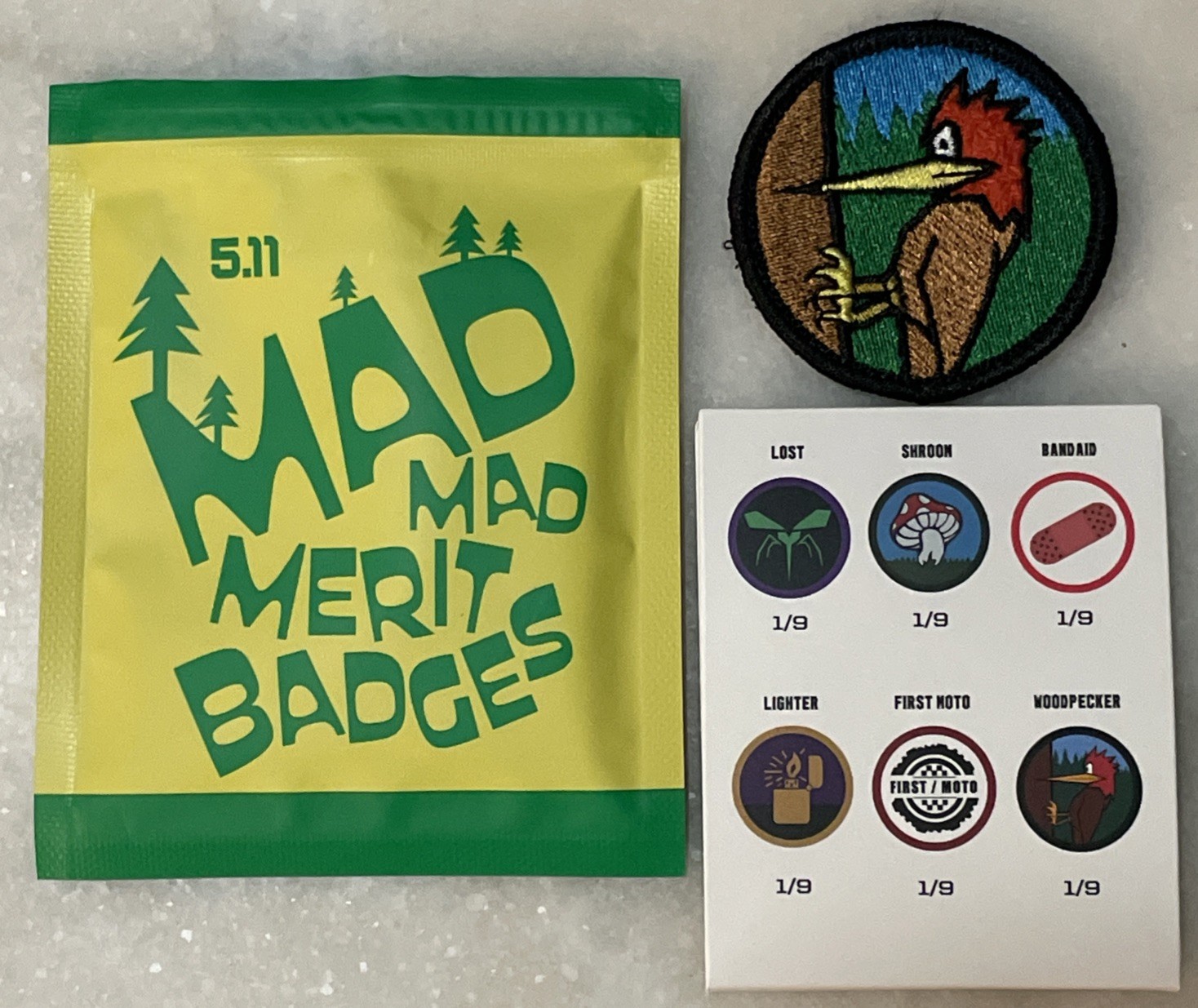 5.11 TACTICAL WOODPECKER PATCH MAD MAD MERIT BADGES BLIND PACK SEASON 1
