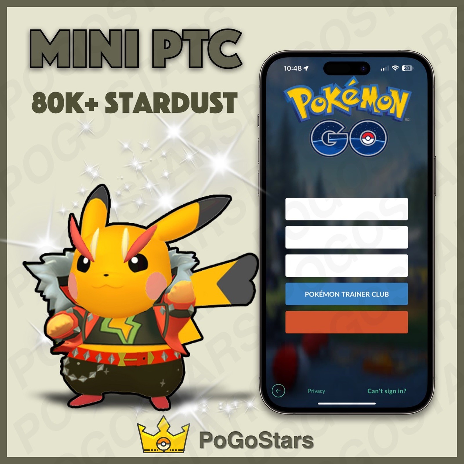 Pokémon PTC GO - Shiny Pikachu Rock Star  - 80K Stardust✨Read Description✨