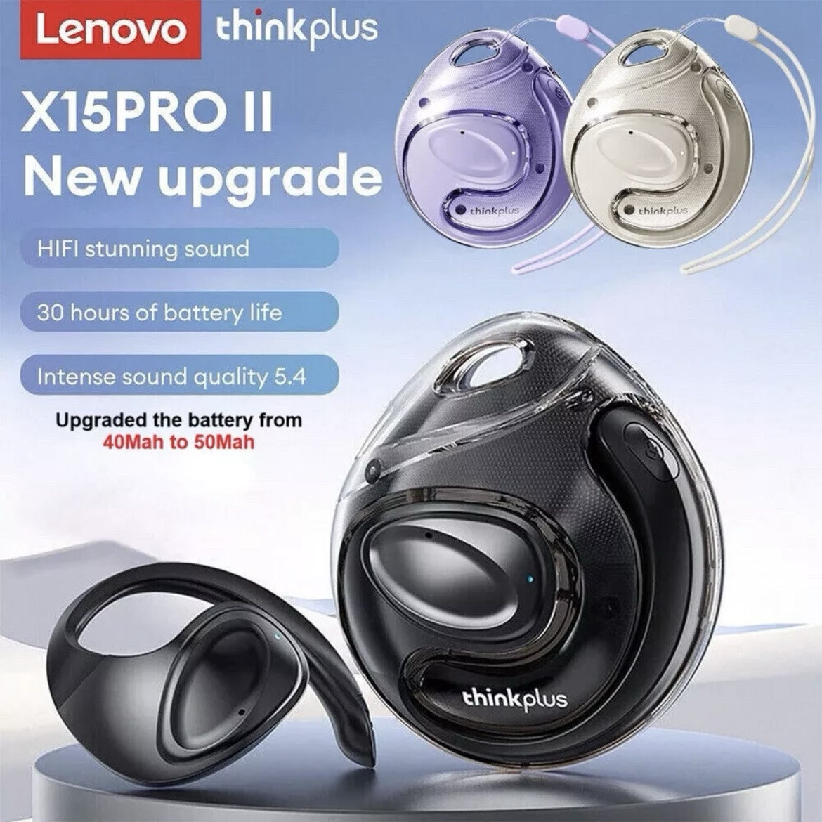 Lenovo X15 Pro II OWS Earphones Bluetooth 5.4 Earbuds On Ear Sports Headphones