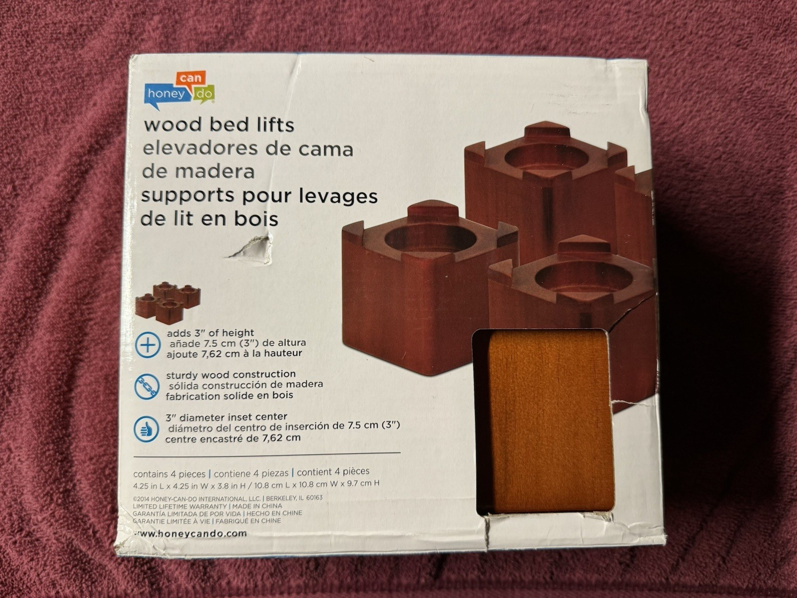 Honey Can Do Wood Bed Lift Cherry 3” Replacement Riser Sphere Ball Holder B