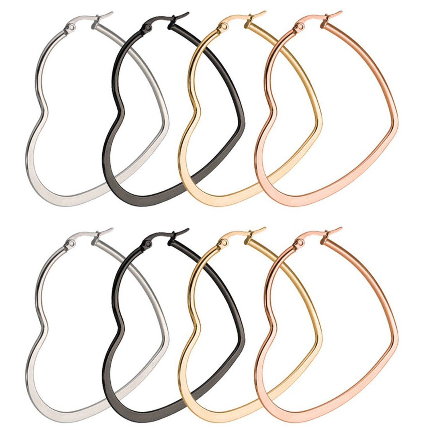 4 Pairs Stainless Steel Heart Earrings Hypoallergenic Big Heart Hoop Earrings...