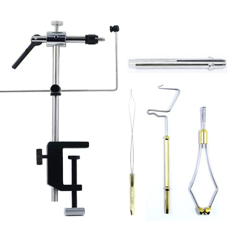 360° Rotary Fly Tying Vise - Adjustable, Durable Tool with Steel Hook Jaw for Fi