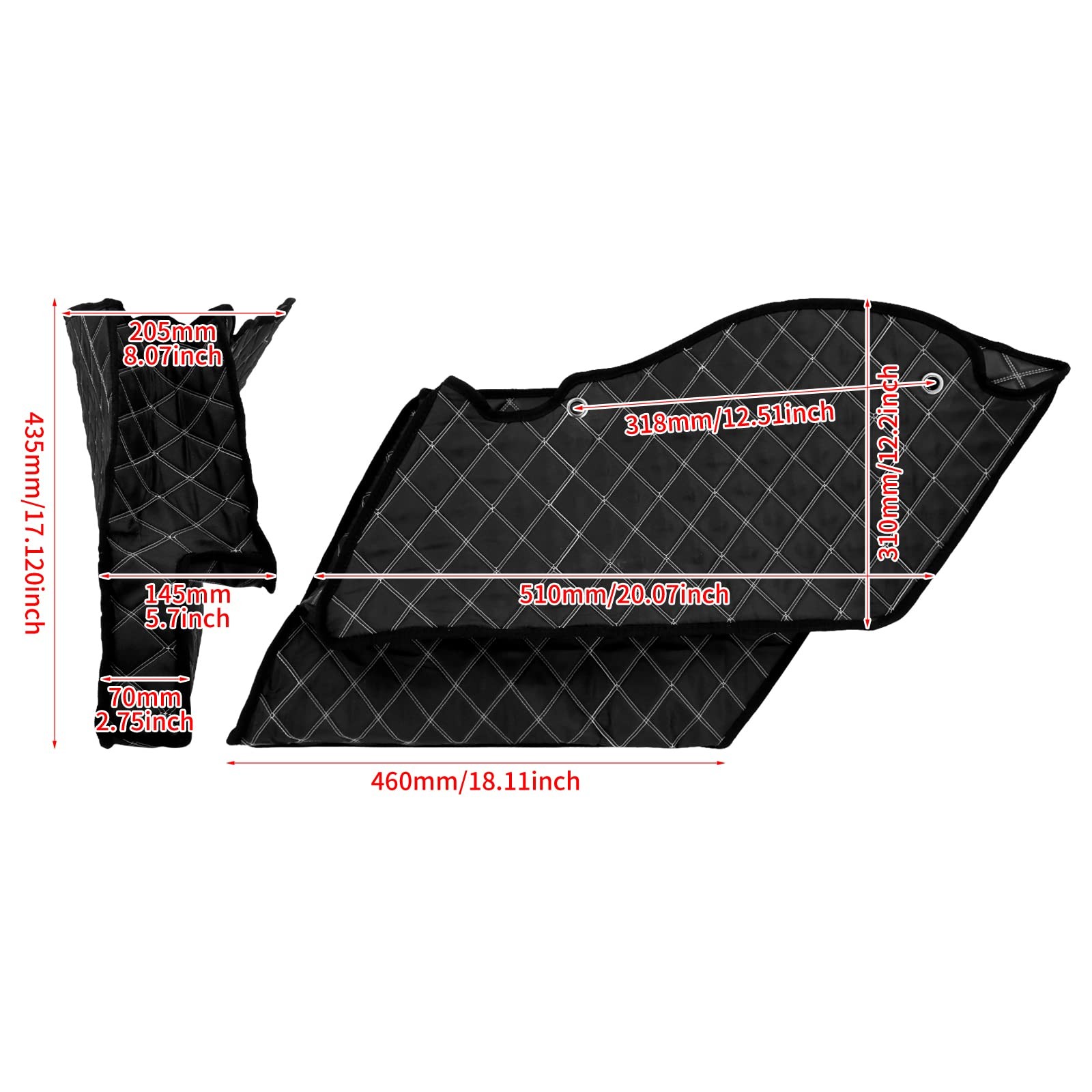 5'' Stretched Saddlebag Liners Inserts White Thread Compatible with Harley 20...