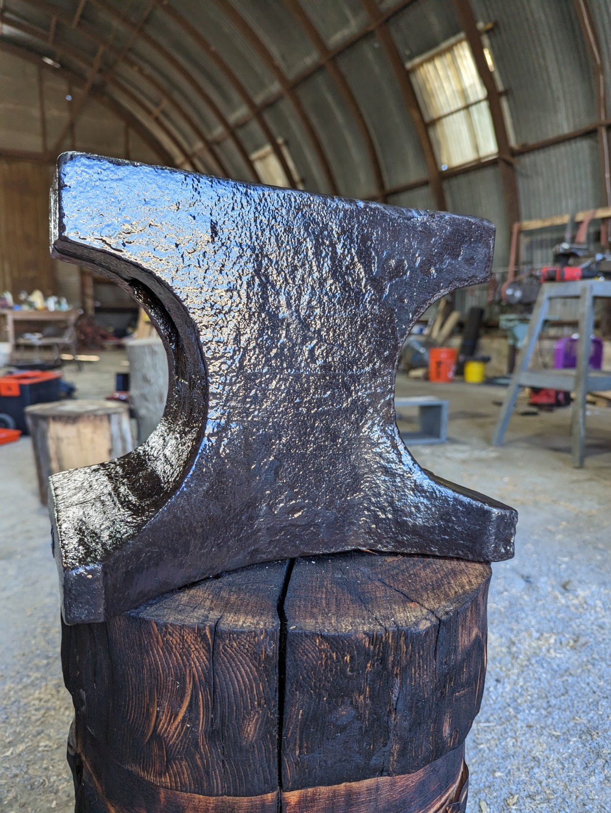 Rare 88lb/40kg Hornless Cast Steel Anvil, Maker Unknown, Enormous Hardy Hole