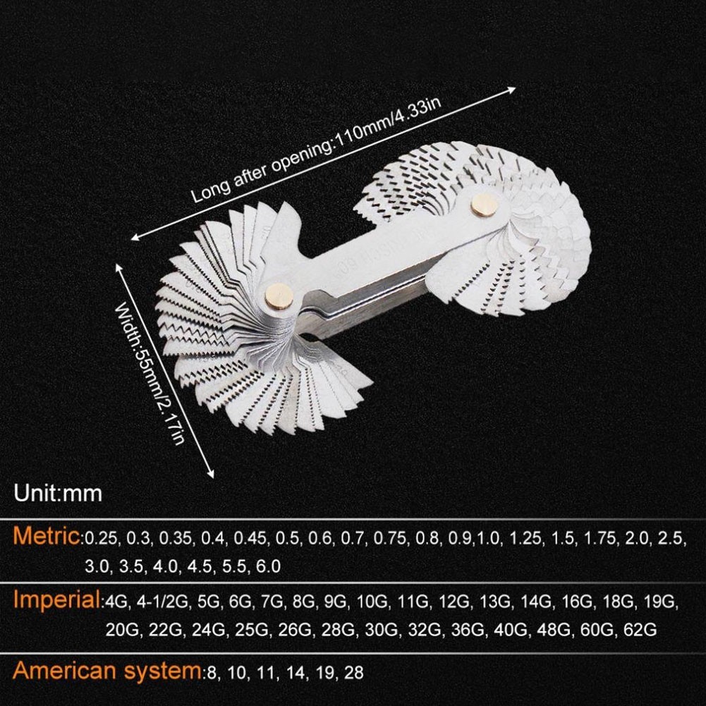 High Quality Stainless Steel 58 Piece Blade Thread Gauge for Multiple Uses