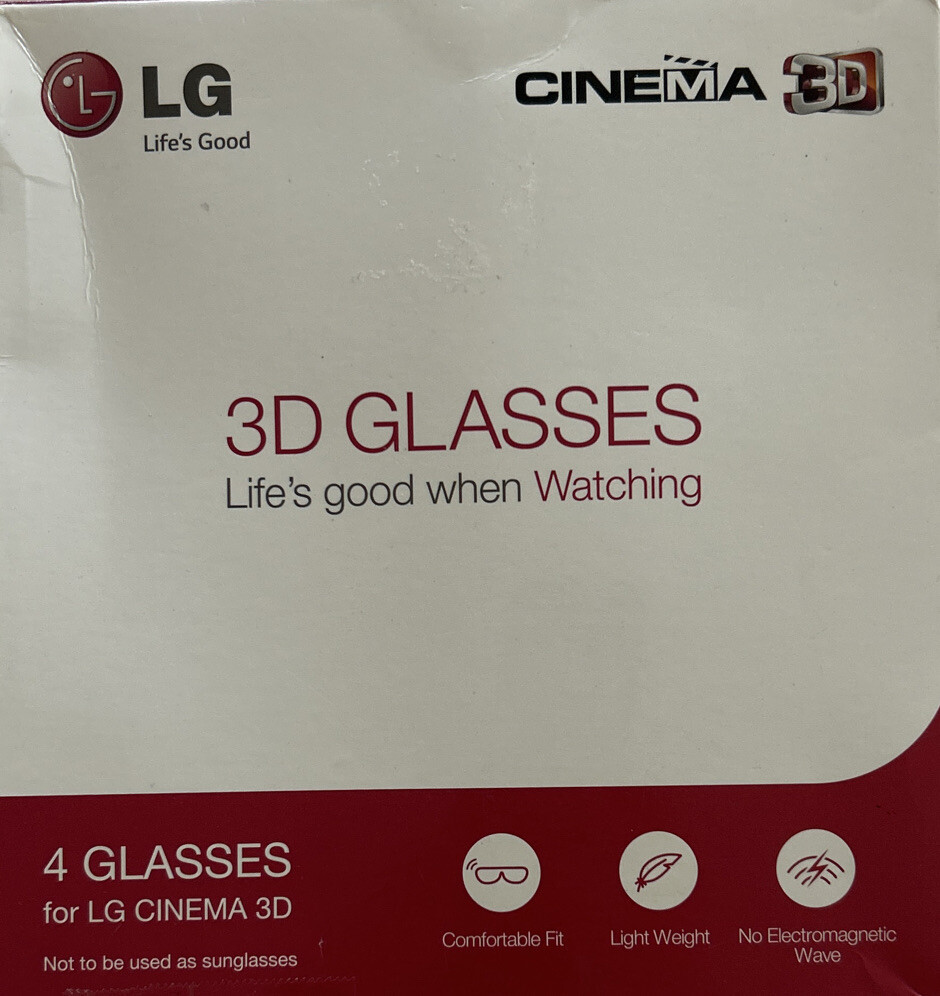 LG AG-F310 Cinema 3D Glasses (4 Glasses set) for LG Cinema 3D TVs - New, NIB!