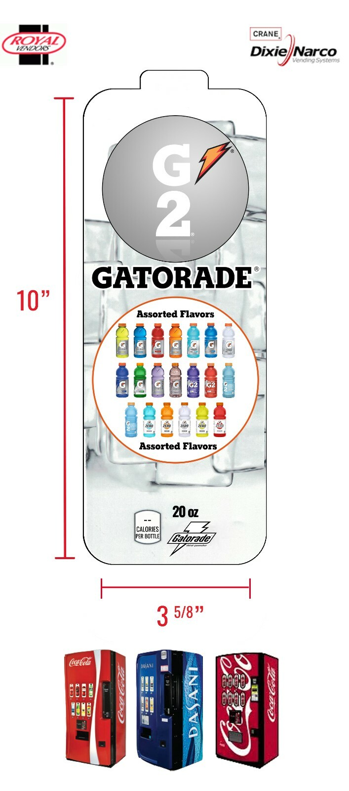 (1) Royal Vendors Chameleon - Gatorade G2 - Assorted Flavors - Vend Label