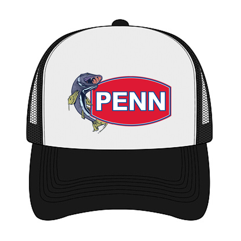 PENN Fishing Equipment Black White Trucker Hat Cap Adult Size
