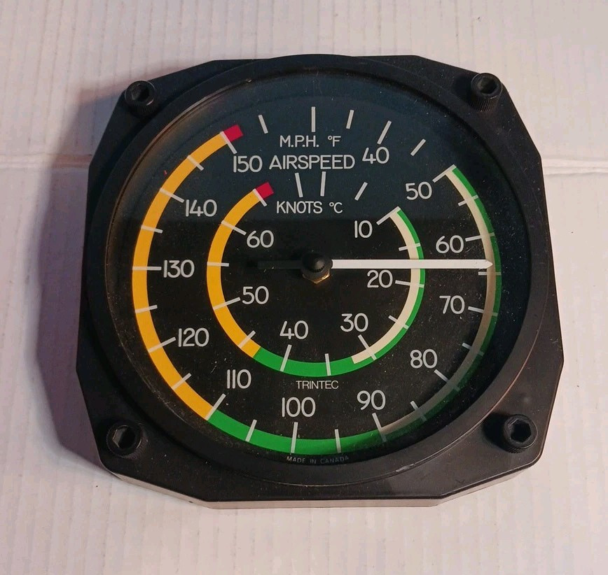 NEW Trintec Aviation Airspeed Indicator Wall Fahrenheit / Celsius Thermometer