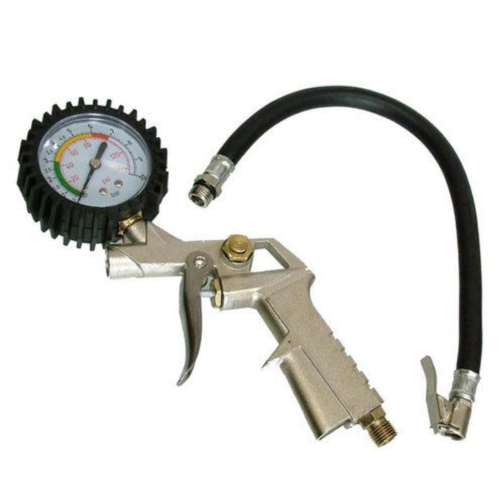ALLOY AIR COMPRESSOR TYRE INFLATOR TOOL + GAUGE