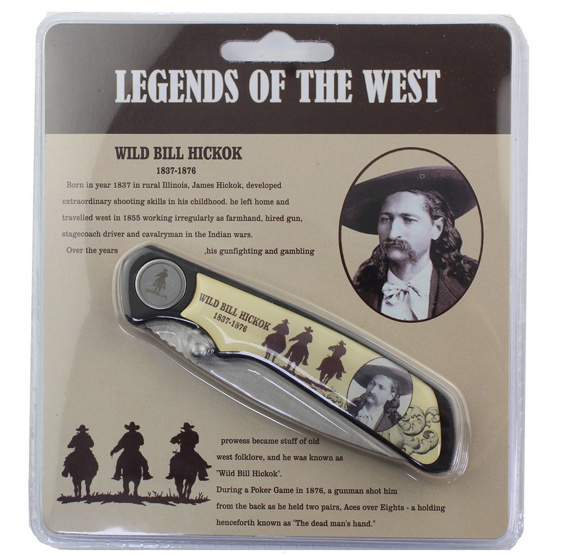 Legends of the West Wild Bill Hickok Pocket Knife 6.25" Collector Folding Knife
