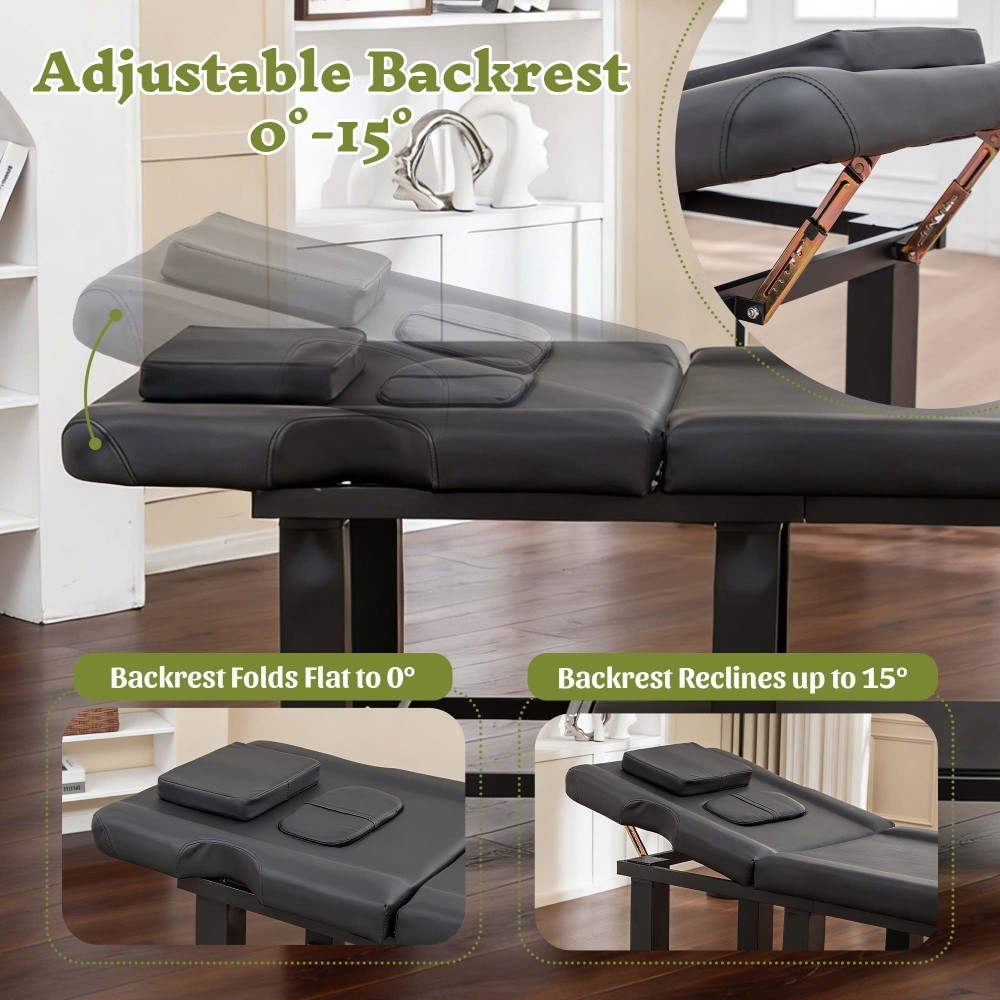 Professional Massage Table Adjustable Backrest Heavy Duty Waterproof PU Leather