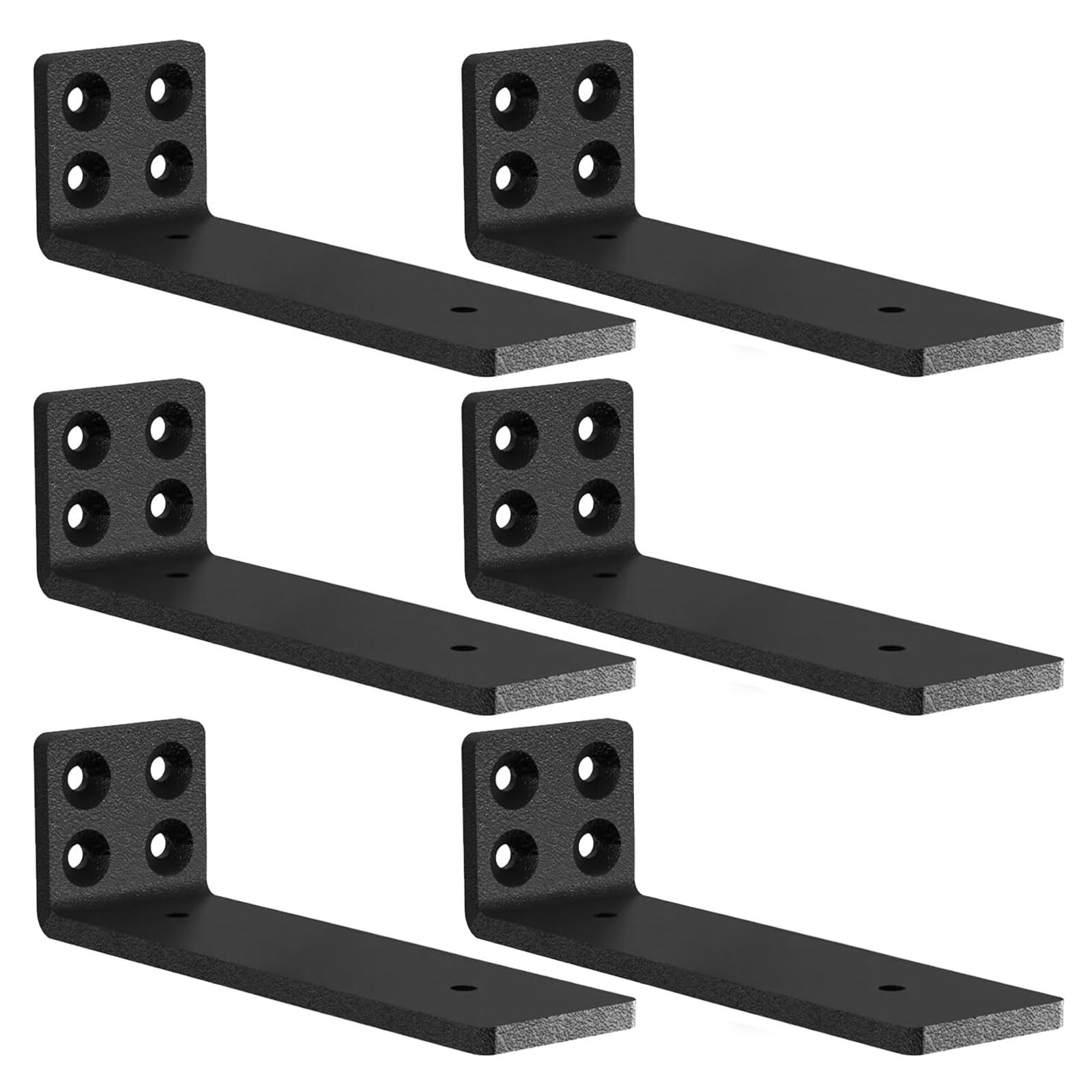6 Black Pack Heavy Duty Shelf Brackets L Brackets for Shelves Brackets for