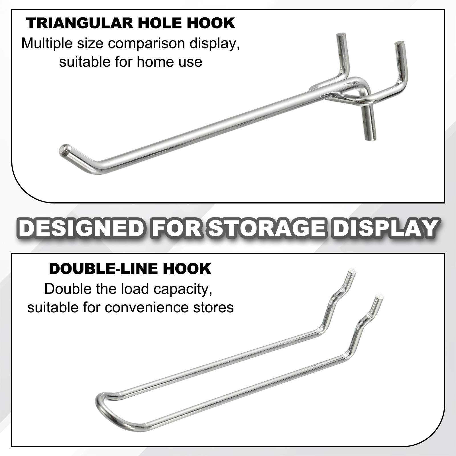 20 Pcs Pegboard Hooks, 3.9" Peg Board Hooks Kit, Silver Tone (1.2mm)