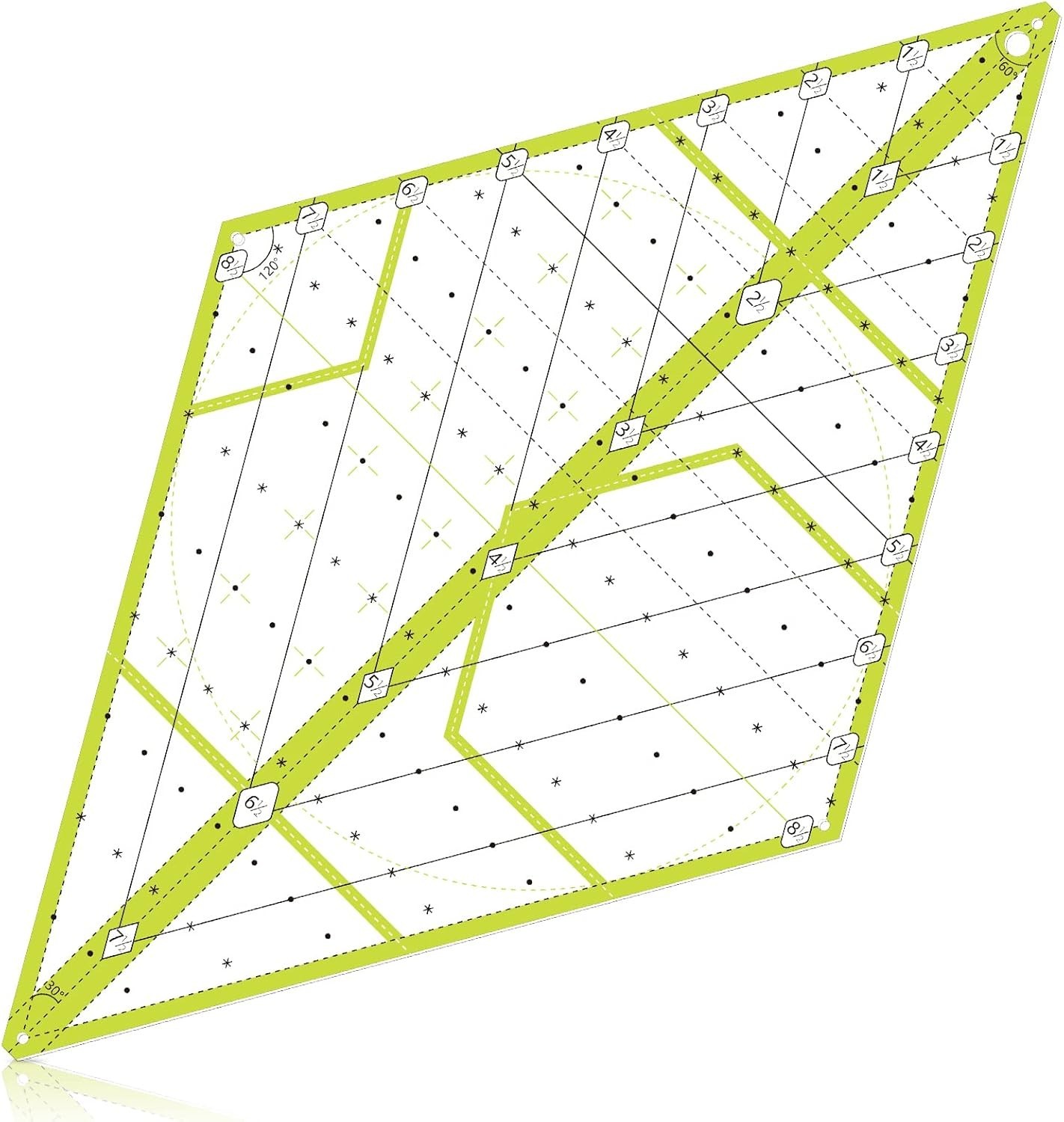 60 Degree Diamond Ruler Acrylic Patch Templates 60 Degree Triangle Ruler for ...
