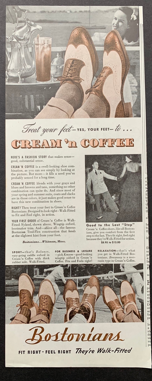 Vintage 1942 Bostonians Shoes Ad