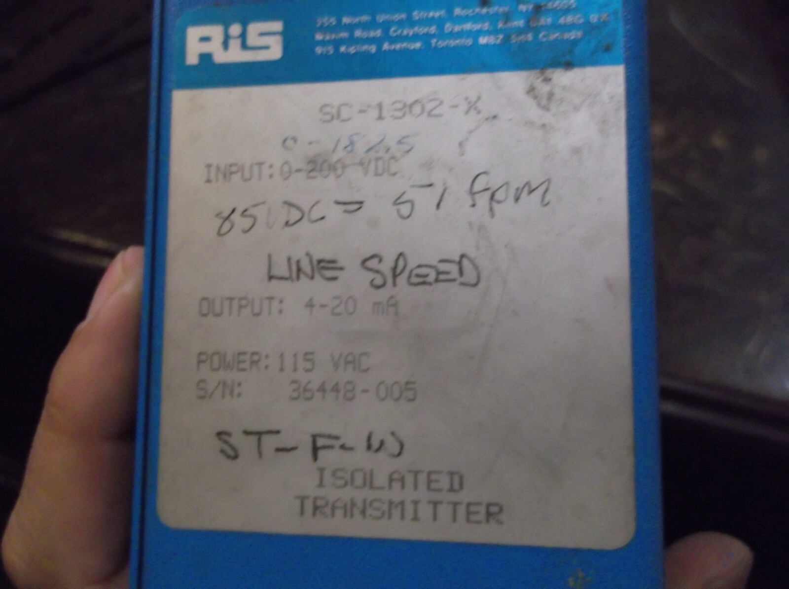 RIS SC-1302-X ISOLATED TRANSMITTER CONTROLLER (716)