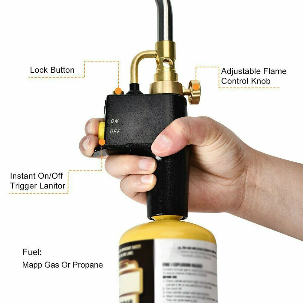 High Intensity Mapp Propane Gas Torch Brass Head Trigger Start Welding Torch Kit