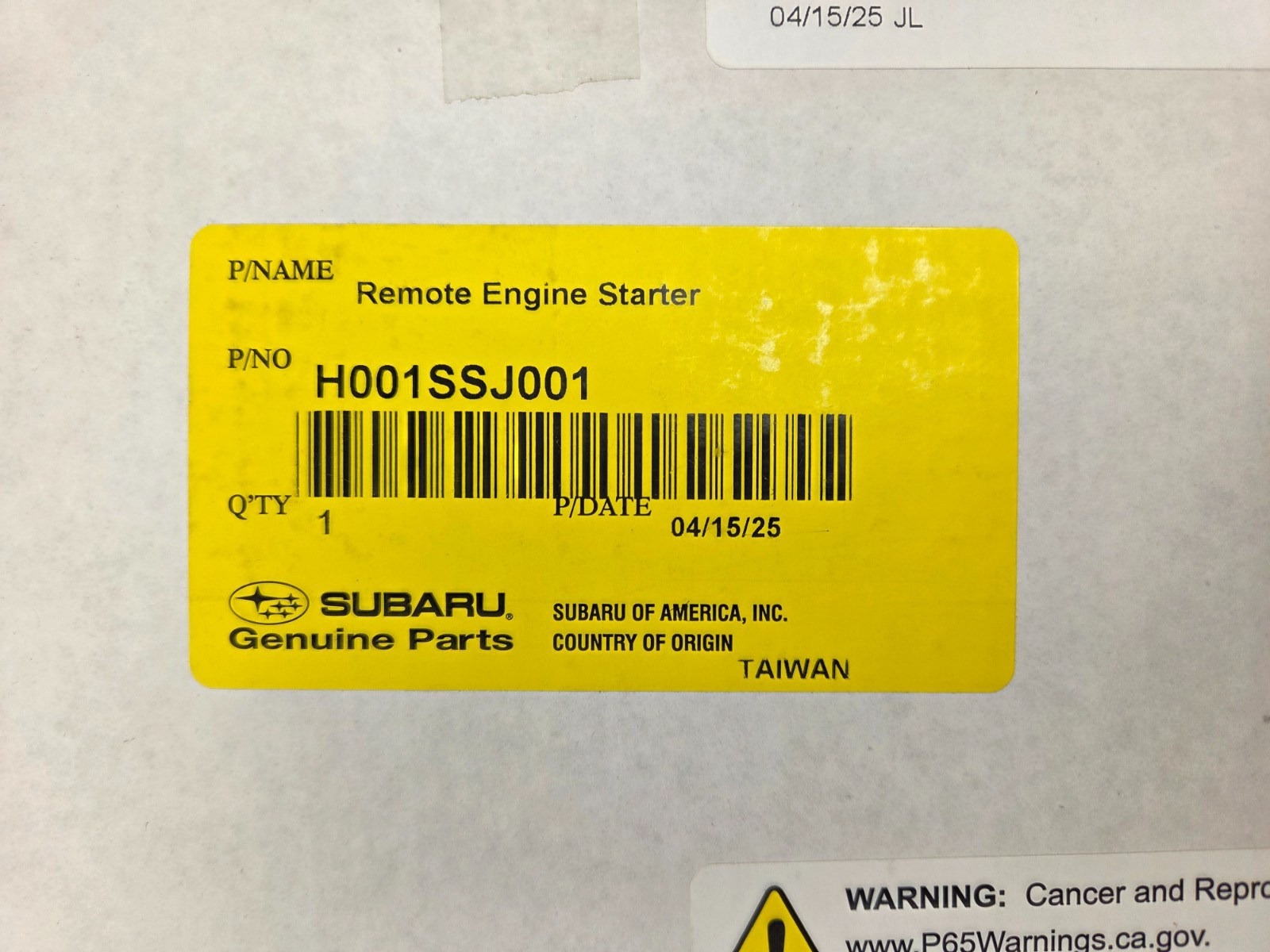 2019-2021 Subaru Forester Remote engine starter H001SSJ001