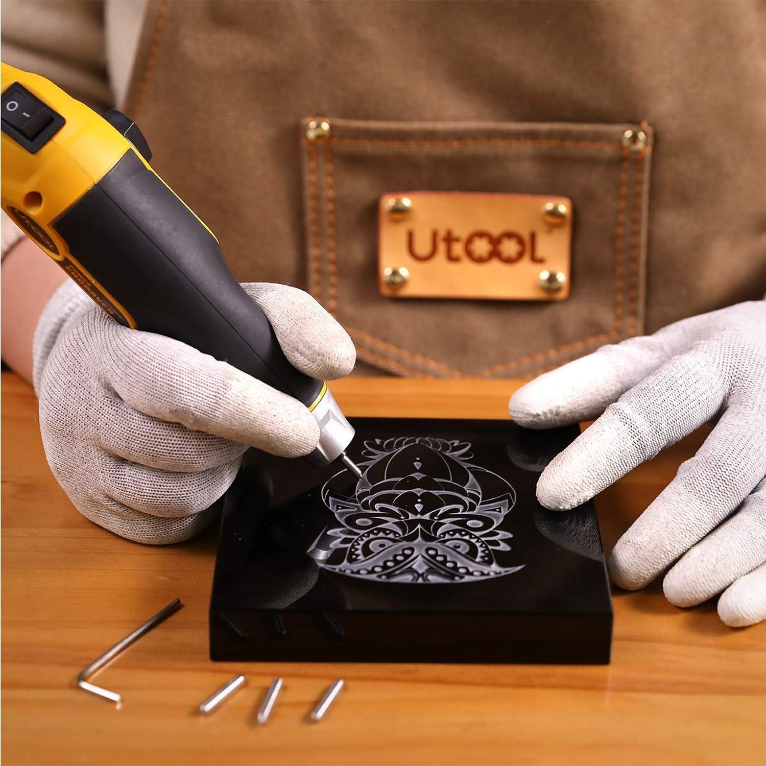 UTOOL Engraver Pen with Letter/Number Stencil, 24W Handheld Etching Tool for ...