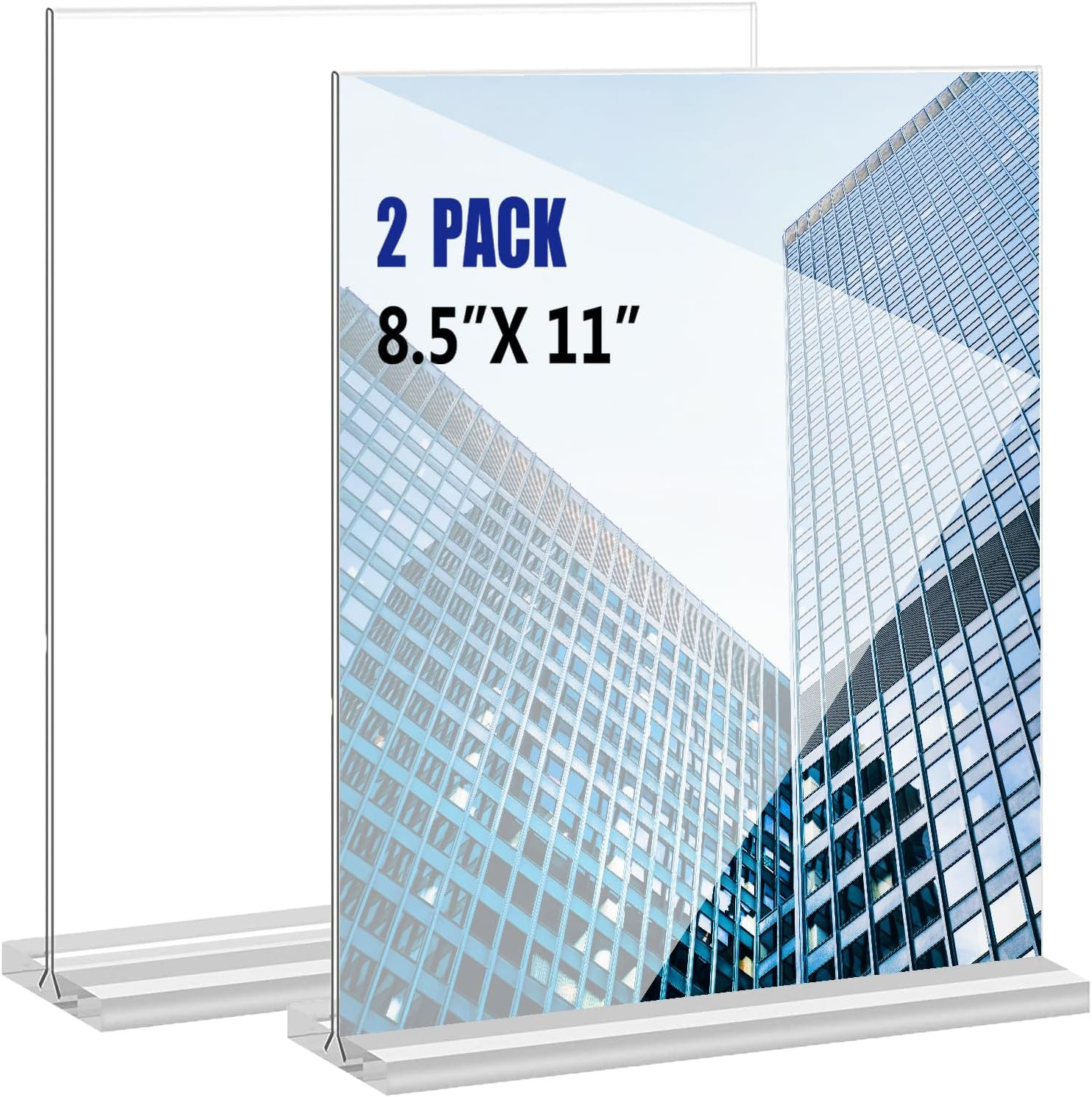 Acrylic Sign Holder 8.5x11 Inches 2 Pack T Shape Desktop Display Stand Vertical