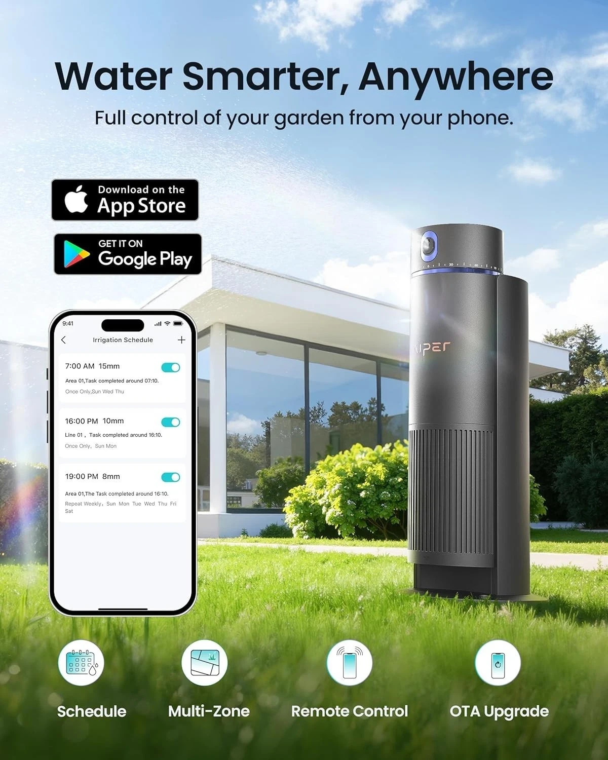 Aiper IrriSense 1 Smart Sprinkler Irrigation System App Scheduling Rain Sensor