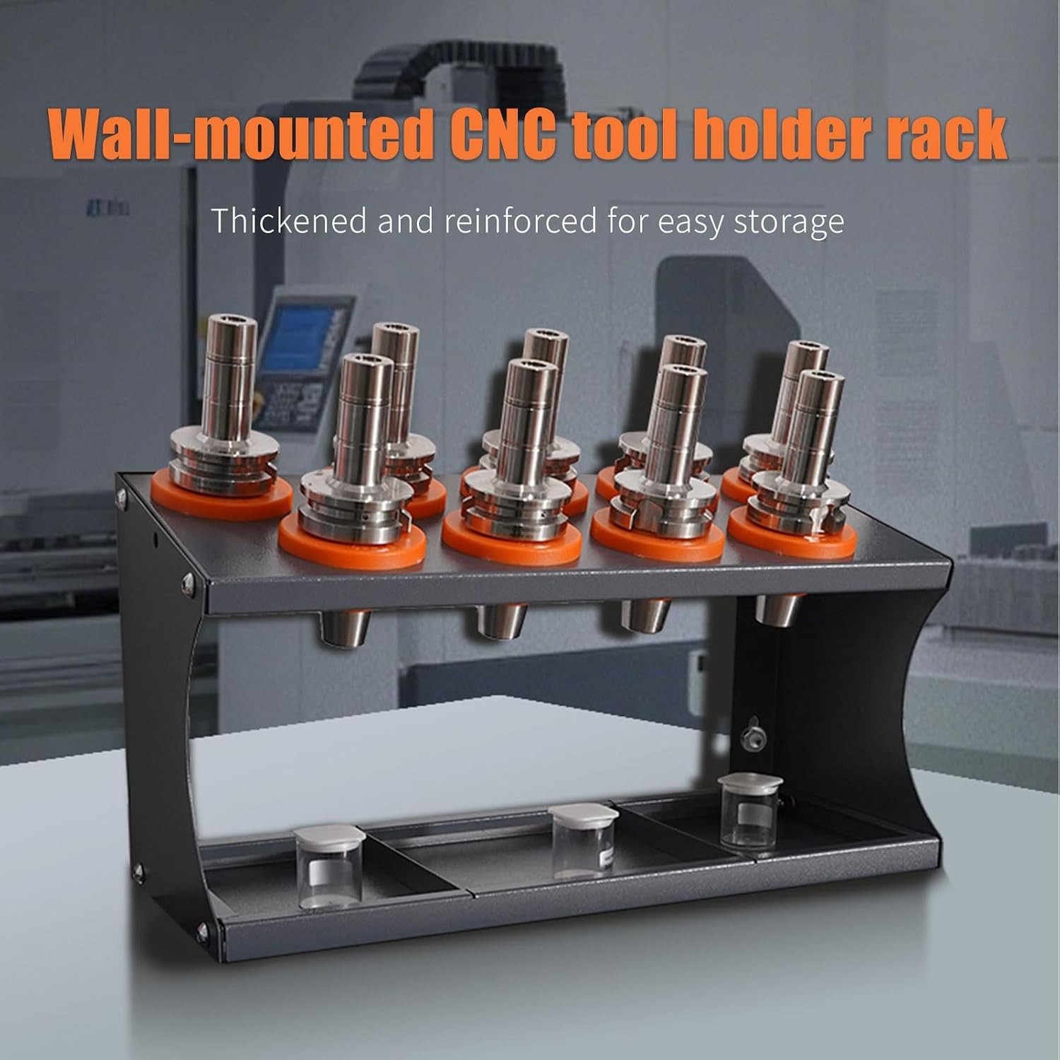 Wall Mounted CAT40 9CAP Double Layer CNC Tool Storage Cabinet Rack