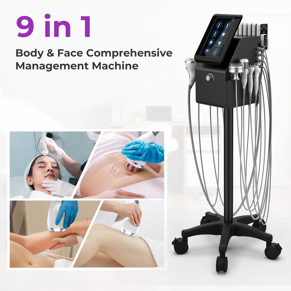 Pro 9 in 1 Beauty Machine Body Massage Facial Skin Care Salon Grade Equipment US