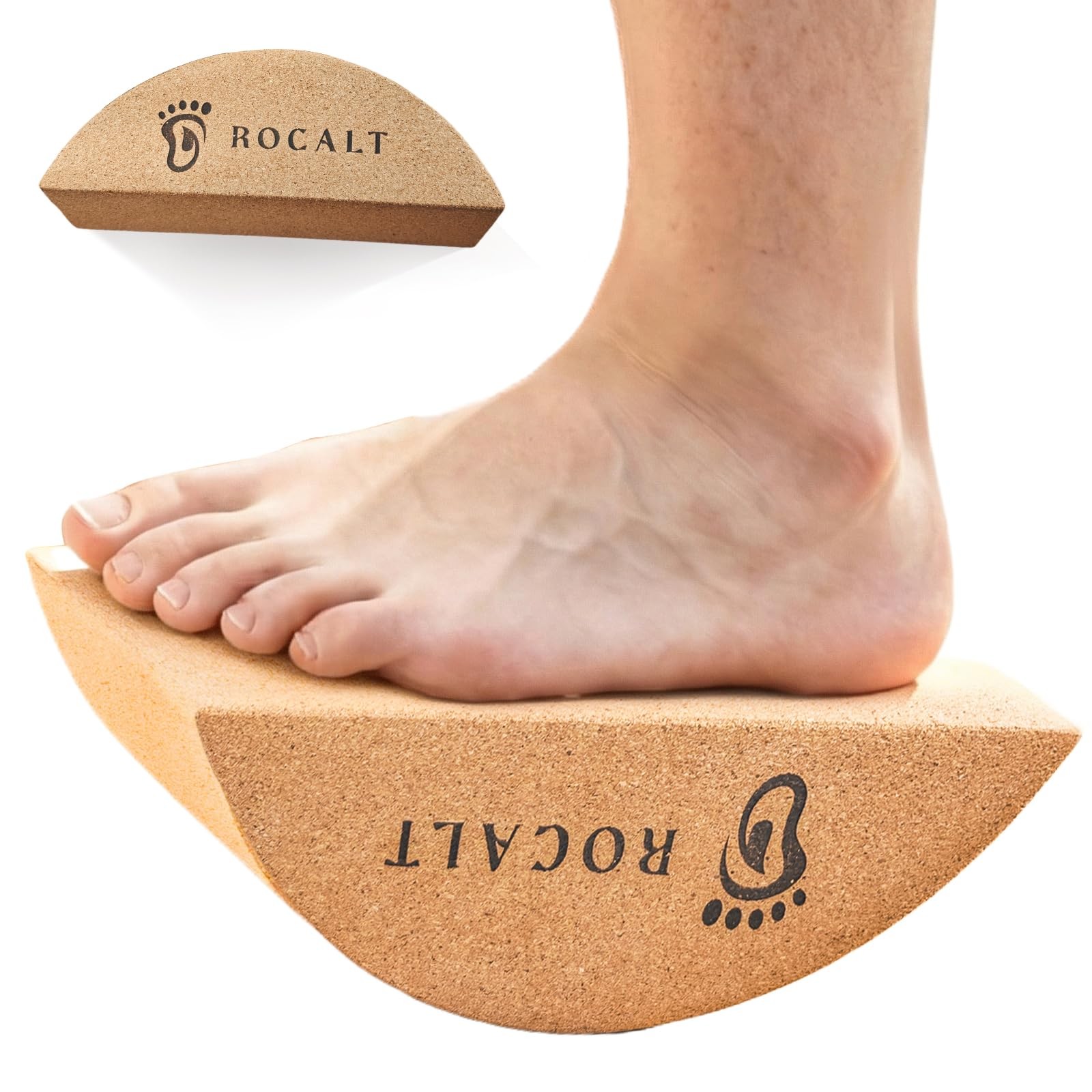Rocalt Half Moon Cork Yoga Block and Foot Stretcher