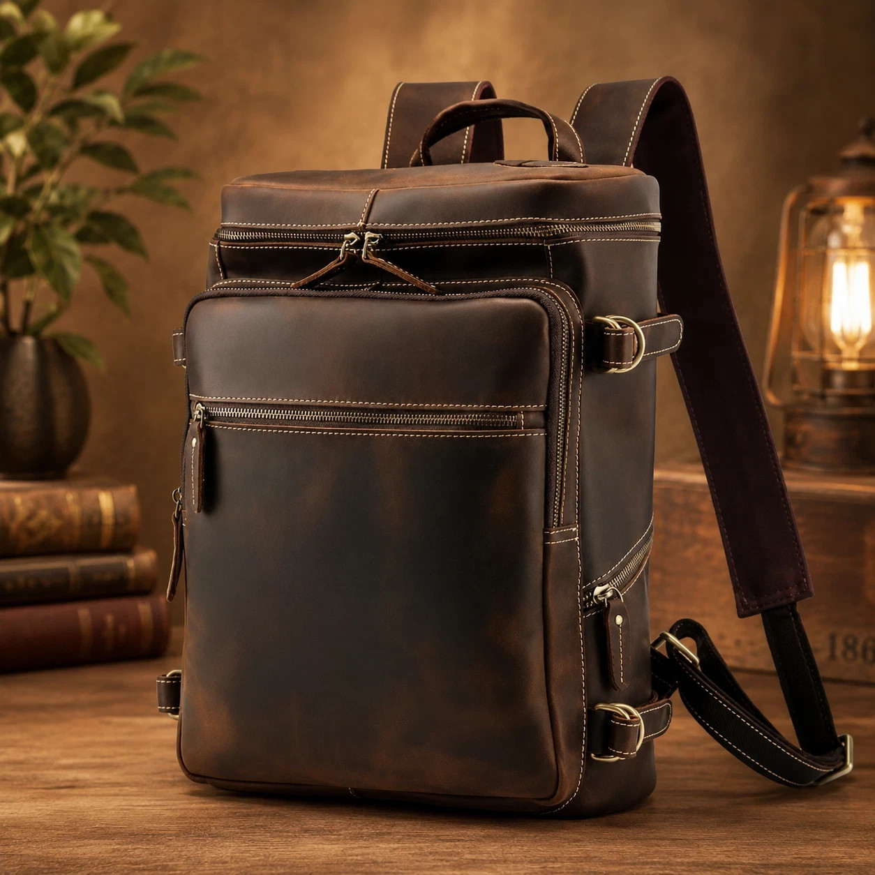 Handcrafted Genuine Leather Laptop Backpack – 16" Stylish Vintage Travel Bag
