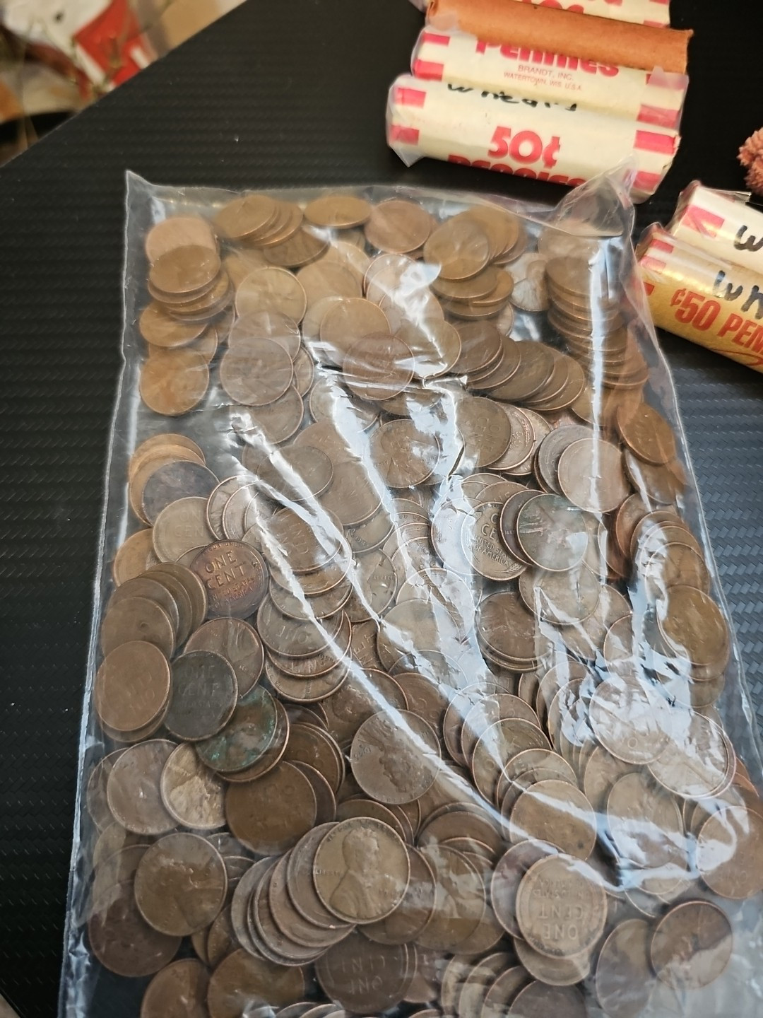 ONE hand Roll of 50 Lincoln Wheat Pennies - 50 Penny Cent Coins MIXED DATES