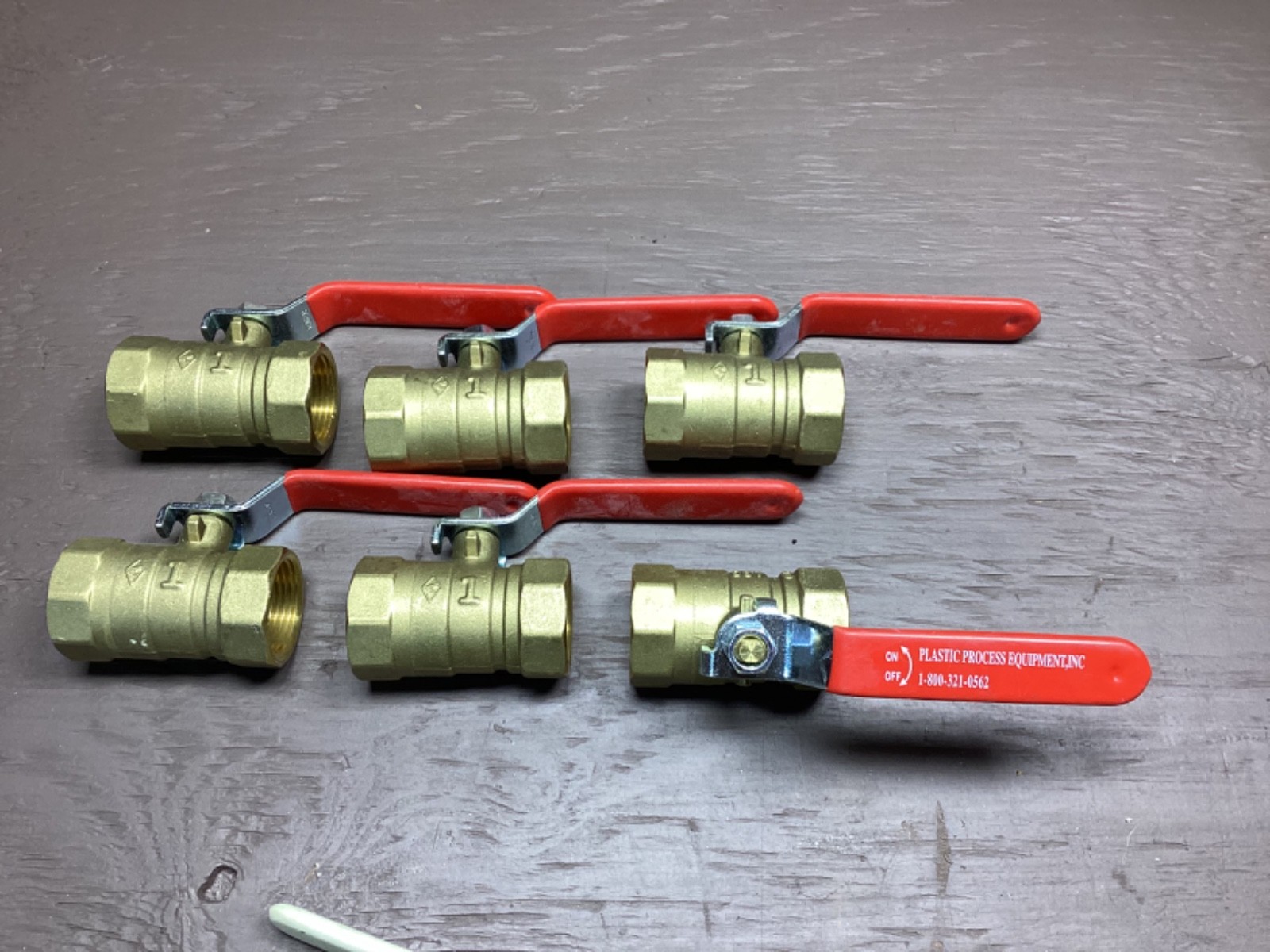 Lot of 6 Plastic Process Equipment 1in NPT Brass Ball Valves NEW