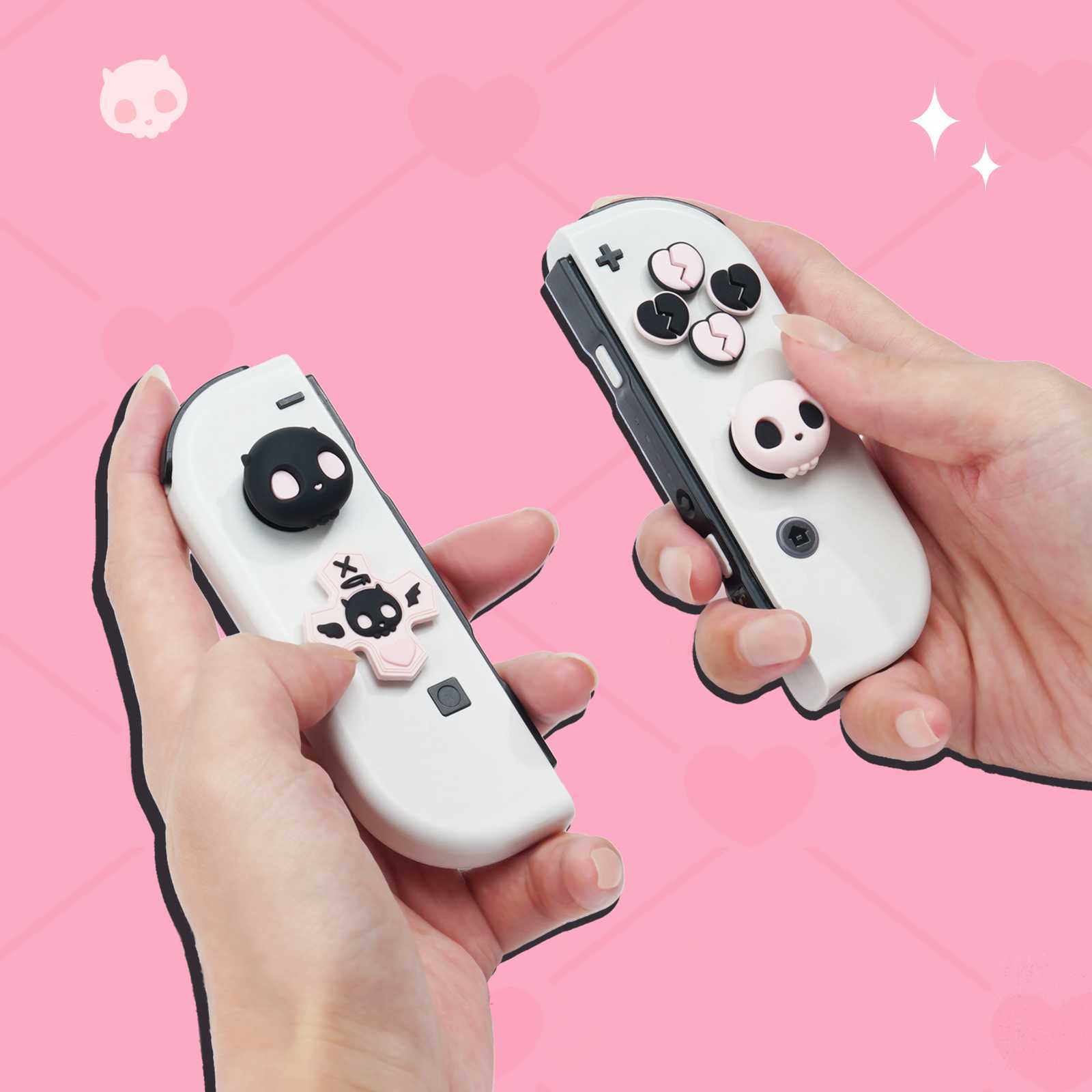 GeekShare ABXY Key Button Caps D-pad Cover for Nintendo Switch/SwitchOLED Skull