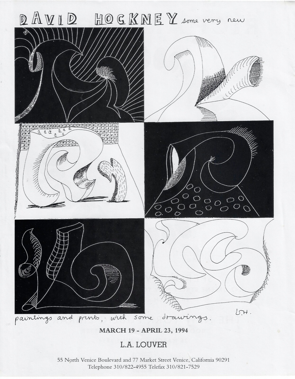 DAVID HOCKNEY Art Drawings Gallery Exhibit 1994 Print Ad