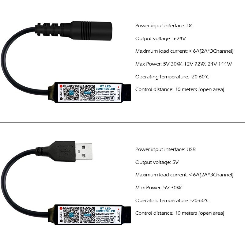 LED Strip Light Controller RGB APP Smart Bluetooth Music Control DC5-24V Dimmer