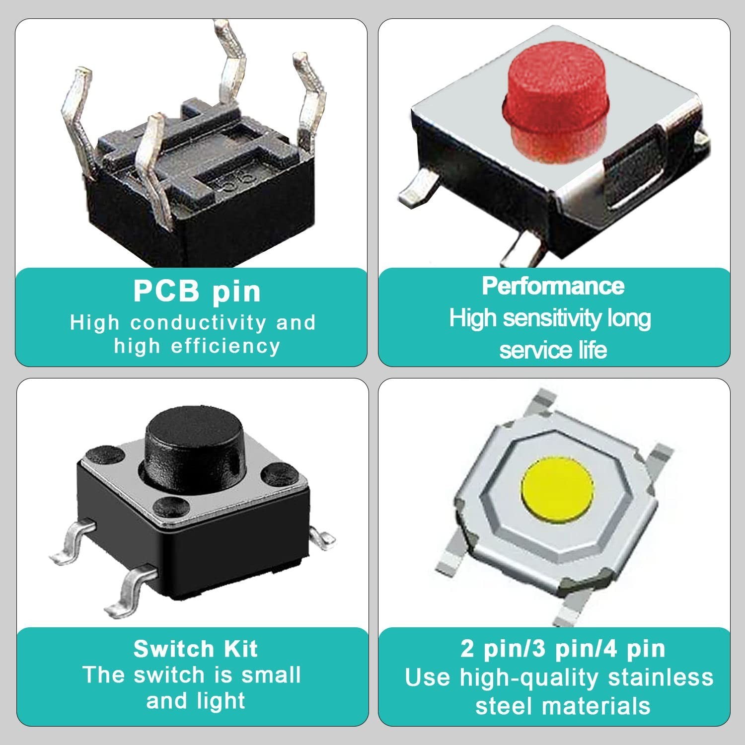 250pcs 25 Values Tactile Push Button Switch SMD Micro Momentary Tact Switch A...